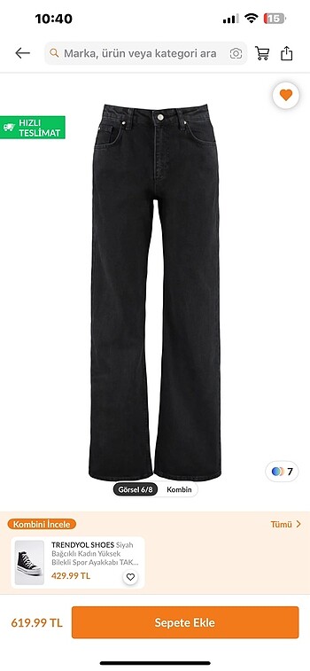 trendyol siyah yüksek bel wide leg jeans