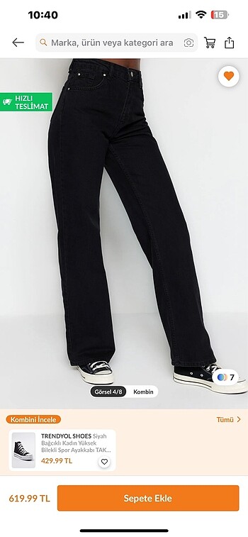 Trendyol & Milla trendyol siyah yüksek bel wide leg jeans