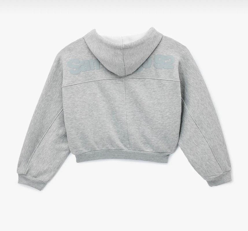 Gri Kapüşonlu Simli Hırka - Görsel 2