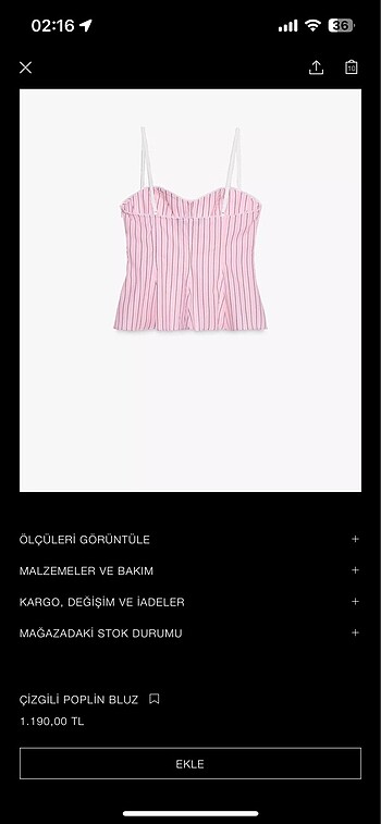 Çizgili Poplin Bluz, büstiyer askılı - Görsel 5