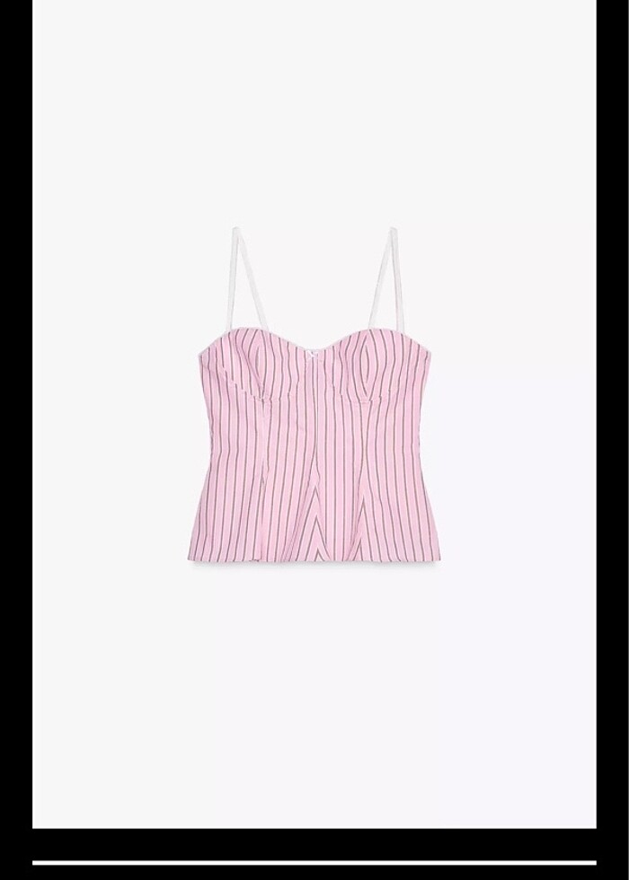 Çizgili Poplin Bluz, büstiyer askılı - Görsel 4