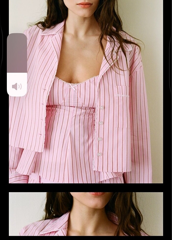 Çizgili Poplin Bluz, büstiyer askılı - Görsel 2