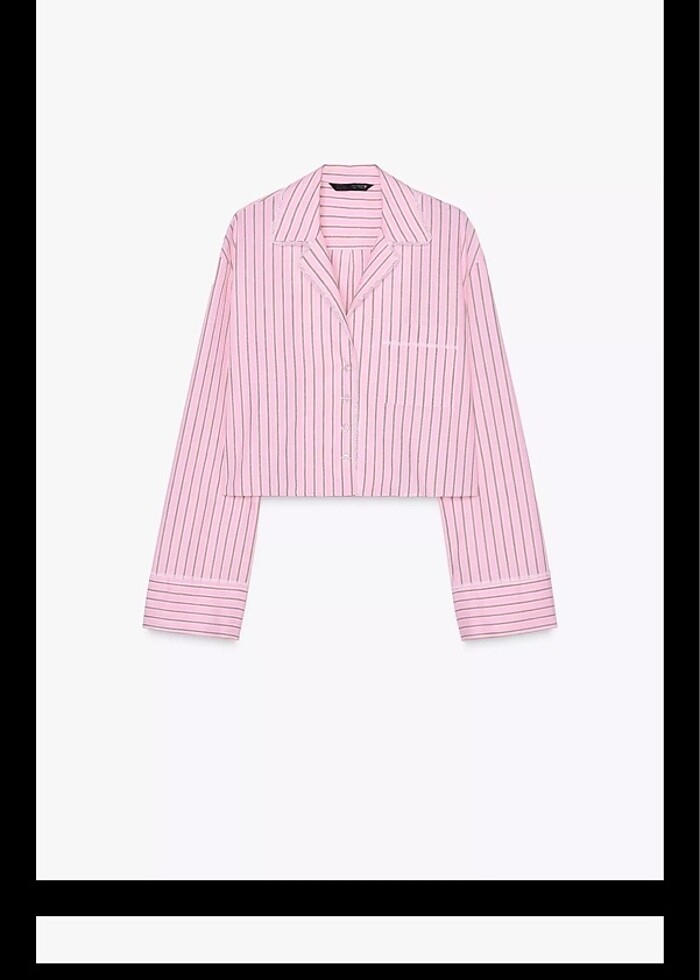 Zara çizgili crop gömlek - Görsel 2