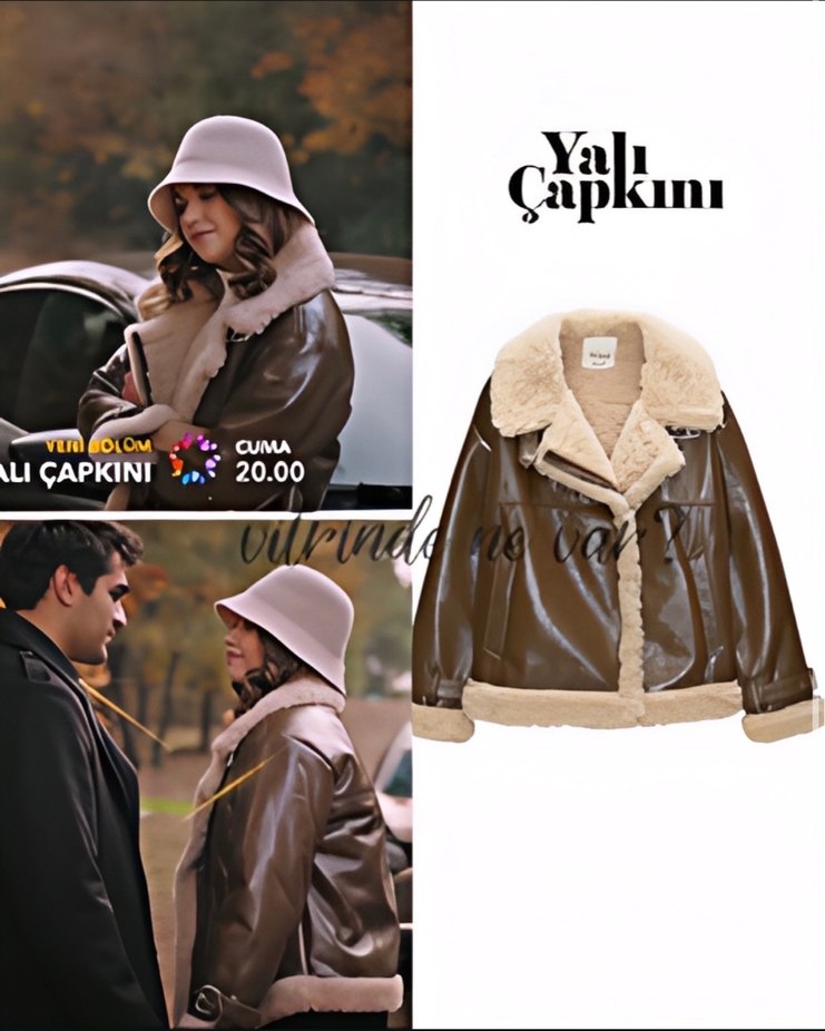 Pull and Bear Kahverengi Kürklü Kadın Ceket - Görsel 2