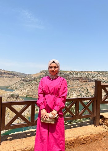 Pembe Bohem Uzun Salaş Elbise