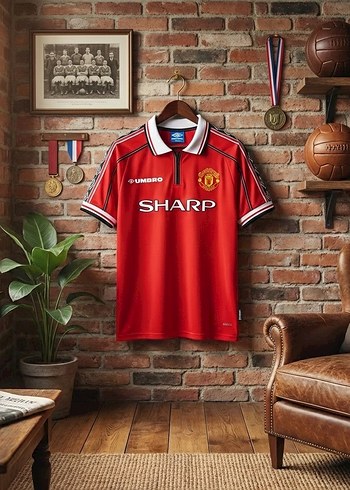 Manchester United 1998/99 Home Jersey - Görsel 8