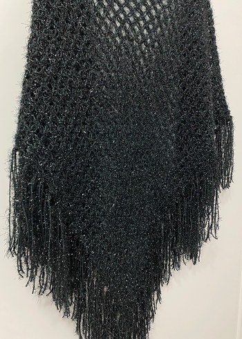 Siyah Örgü Kadın Panço - Görsel 3