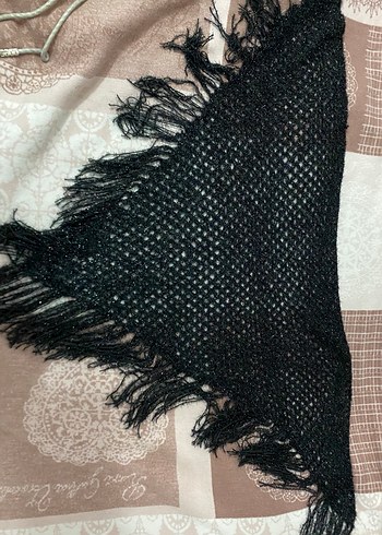 Siyah Örgü Kadın Panço - Görsel 4