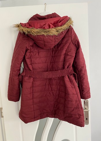 Bordo Kemerli Kadın Mont - Görsel 4