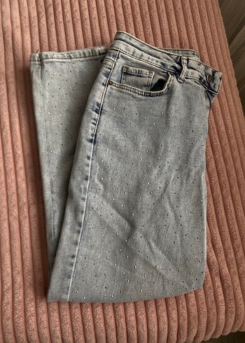 Taşlı kot pantolon - Görsel 8