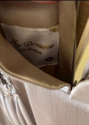 Bej nakışlı tesettür abiye - Görsel 4