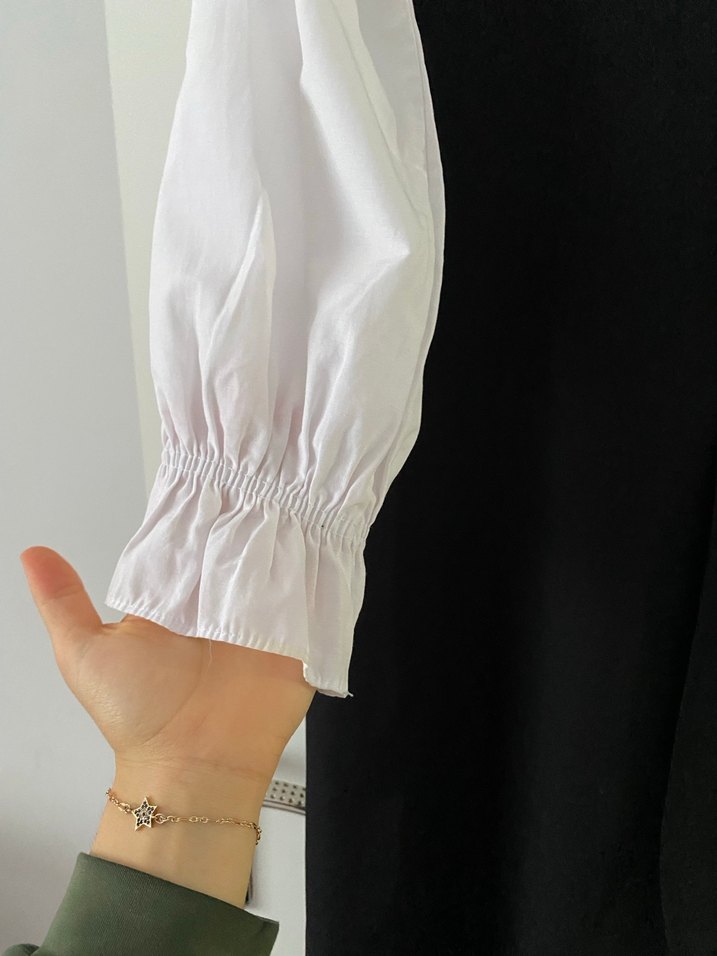 Uzun Siyah Fırfırlı Kolsuz Elbise - Görsel 2