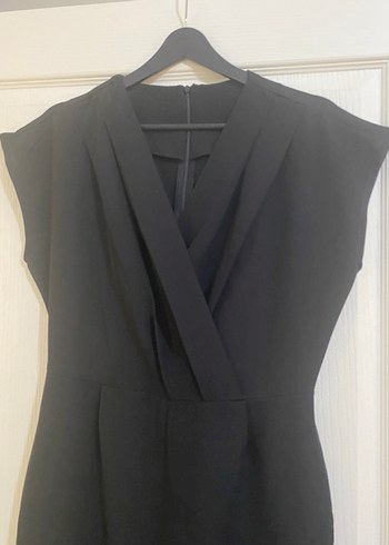 Siyah Kadın Uzun V Yaka Tulum - Görsel 3