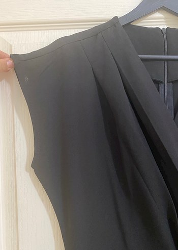 Siyah Kadın Uzun V Yaka Tulum - Görsel 4