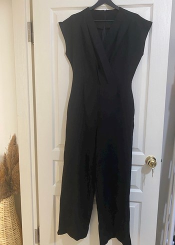 Siyah Kadın Uzun V Yaka Tulum - Görsel 2