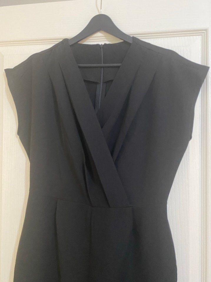 Siyah Kadın Uzun V Yaka Tulum - Görsel 3