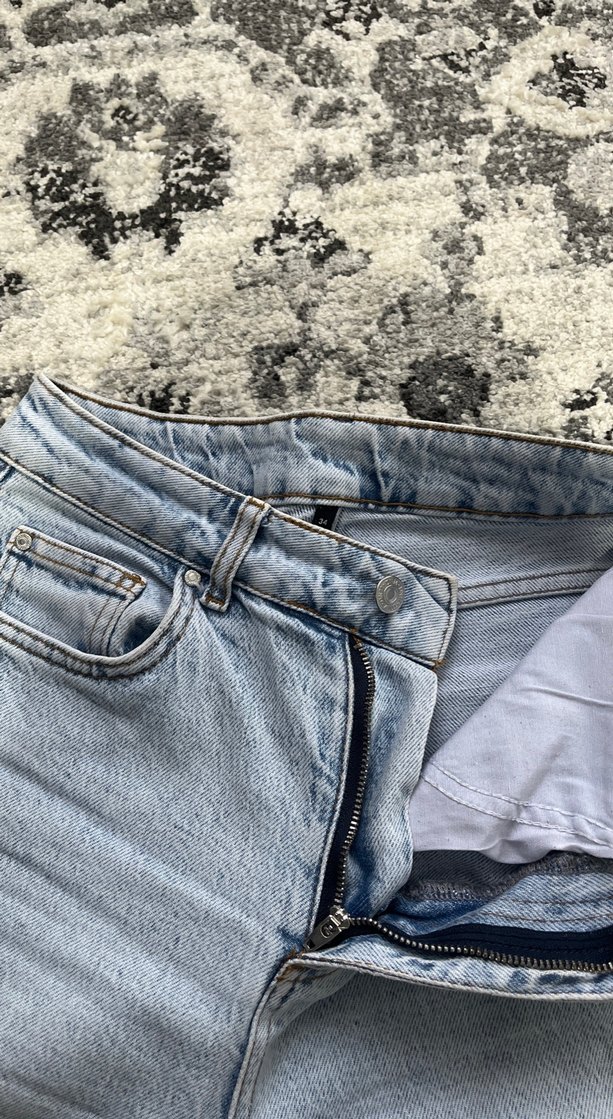 Gri Batik Desenli Rahat Kesim Kot Pantolon - Görsel 2