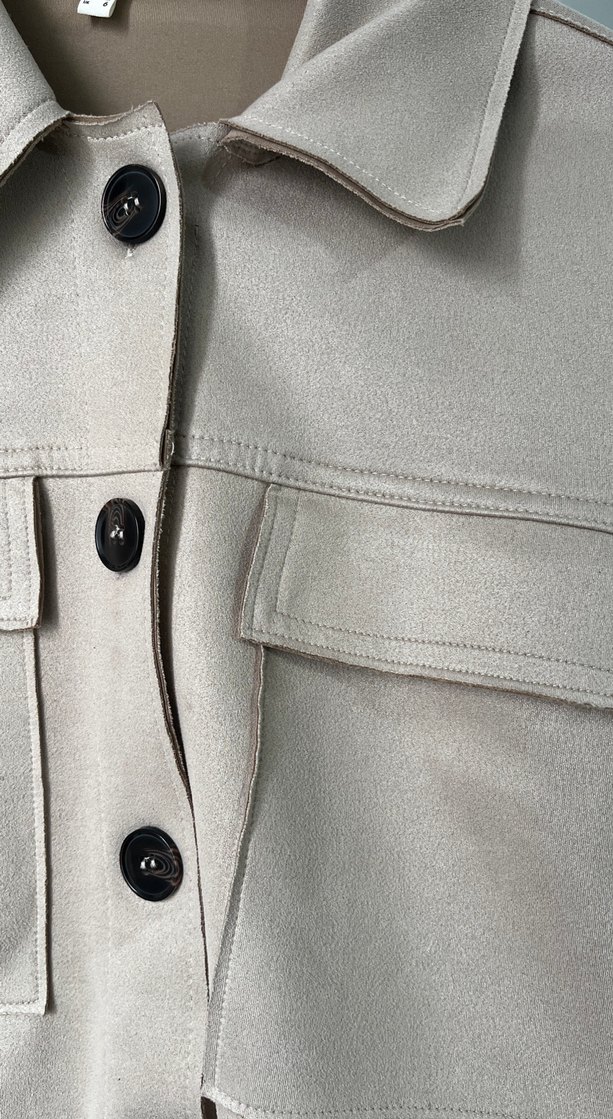 Bej Süet Mini Kadın Ceket - Görsel 3