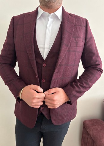 Diğer Bordo Regular Fit Erkek Ceket ve Yelek