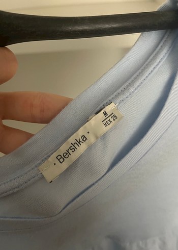 Bershka Mavi Kısa Kollu Fırfırlı Kadın Bluz