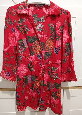 Zara Renkli Çiçek Desenli Bohem Mini Kadın Elbise