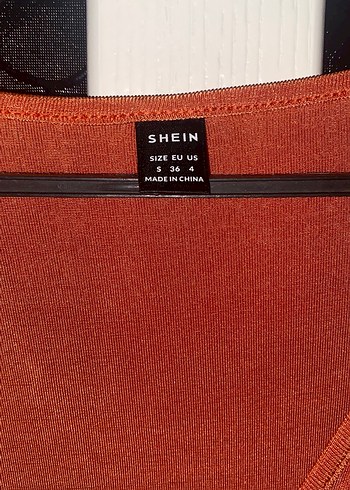 V Yaka Kahverengi Uzun Kadın Henna Elbise - Görsel 3