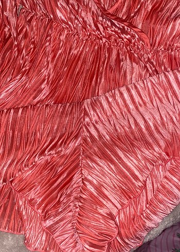 Pembe Pilili Uzun Kollu Abiye Elbise - Görsel 4