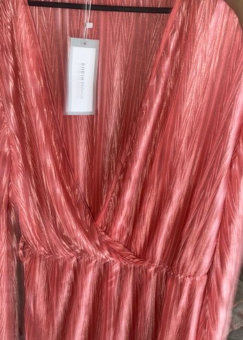 Pembe Pilili Uzun Kollu Abiye Elbise - Görsel 2