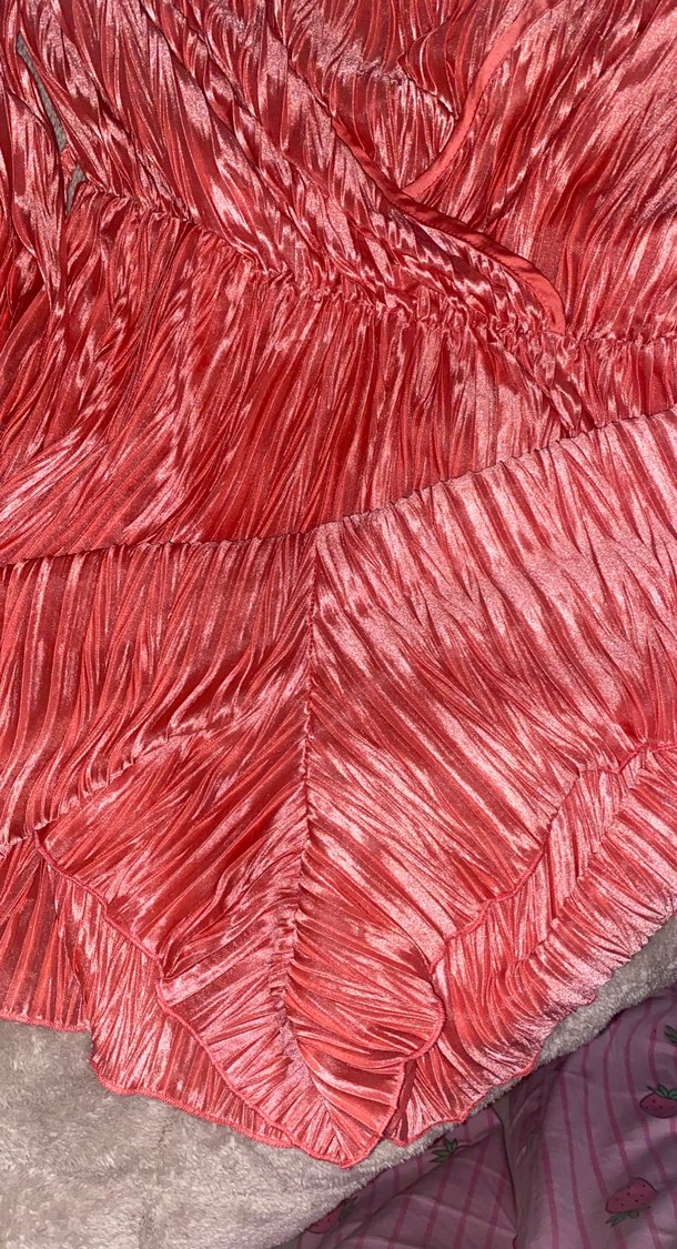 Pembe Pilili Uzun Kollu Abiye Elbise - Görsel 4