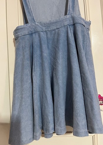 Kadın Mavi Kot Askılı Midi Tulum - Görsel 5