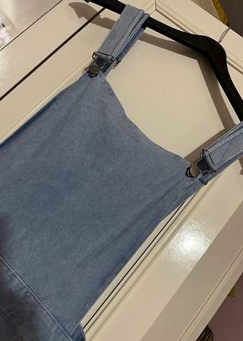 Kadın Mavi Kot Askılı Midi Tulum - Görsel 6