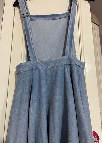 Kadın Mavi Kot Askılı Midi Tulum - Görsel 7