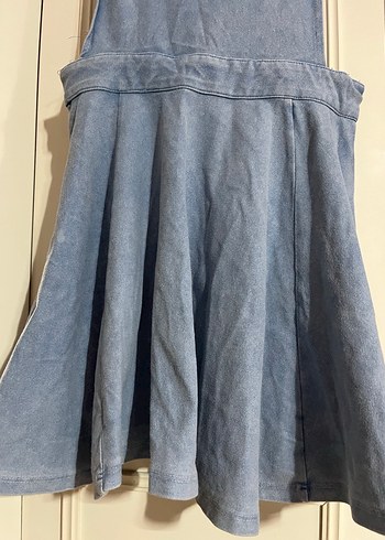 Kadın Mavi Kot Askılı Midi Tulum - Görsel 3