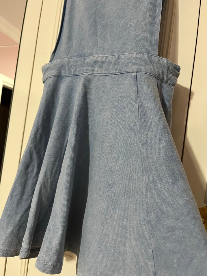 Kadın Mavi Kot Askılı Midi Tulum - Görsel 2