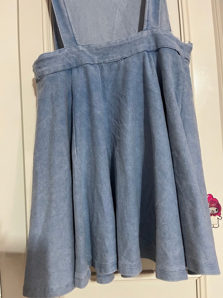 Kadın Mavi Kot Askılı Midi Tulum - Görsel 5