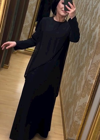 Siyah tesettür elbise - Görsel 4