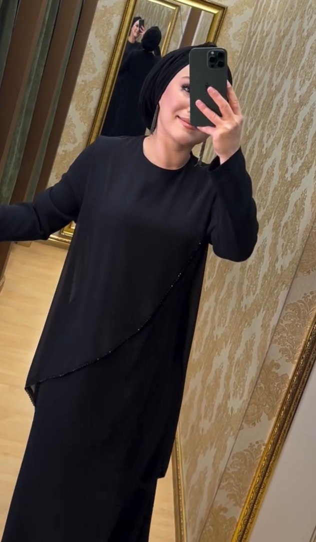 Siyah tesettür elbise - Görsel 2