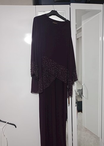 Mor Drapeli Uzun Abiye Elbise - Görsel 5