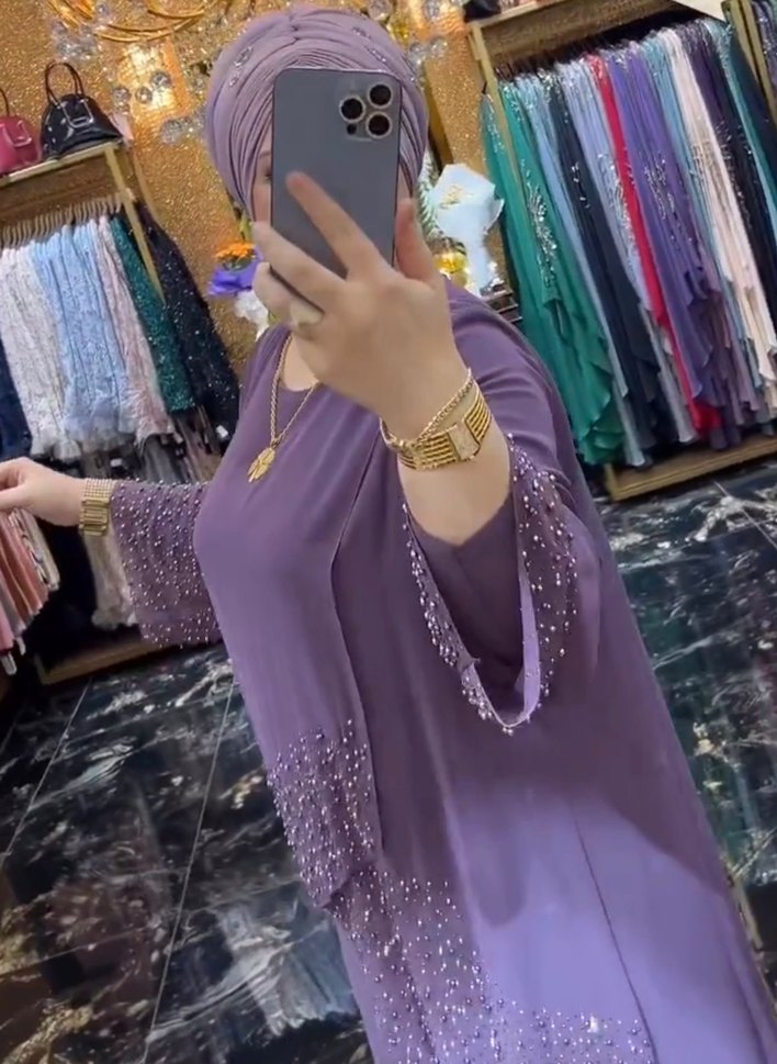 Mor Drapeli Uzun Abiye Elbise - Görsel 3