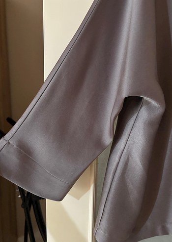 Gri Uzun Kollu Drapeli Kadın etekli takım - Görsel 7