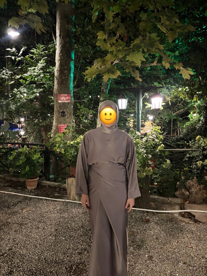 Gri Uzun Kollu Drapeli Kadın etekli takım - Görsel 4