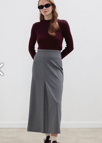 Gri Midi Kadın Takım Elbise - Görsel 5