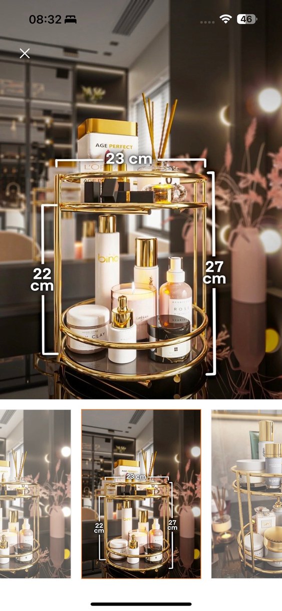 Parlak Altın Makyaj Organizeri - Görsel 2