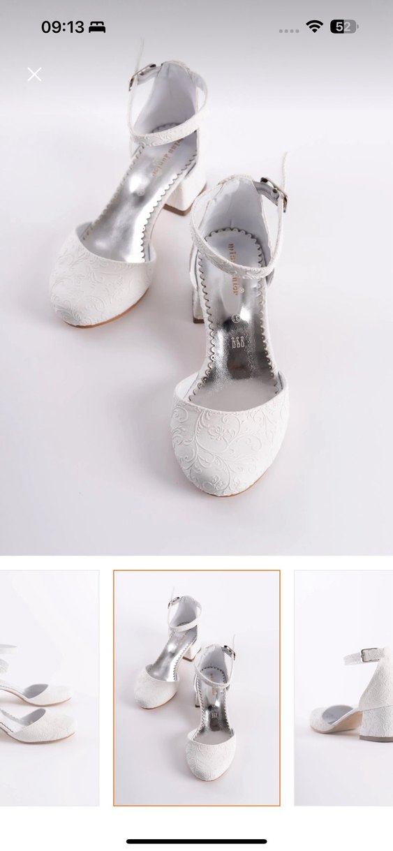 Beyaz Dantel Detaylı kız çocuk Topuklu Ayakkabı - Görsel 2