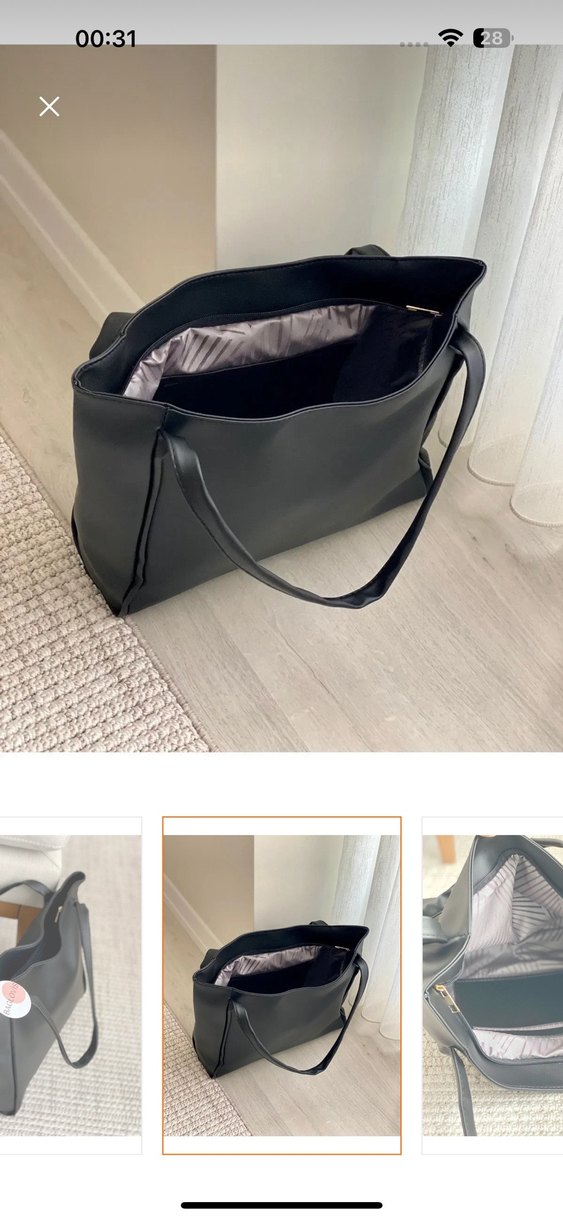 Büyük boy siyah yumuşak derili kadın çanta - Görsel 2