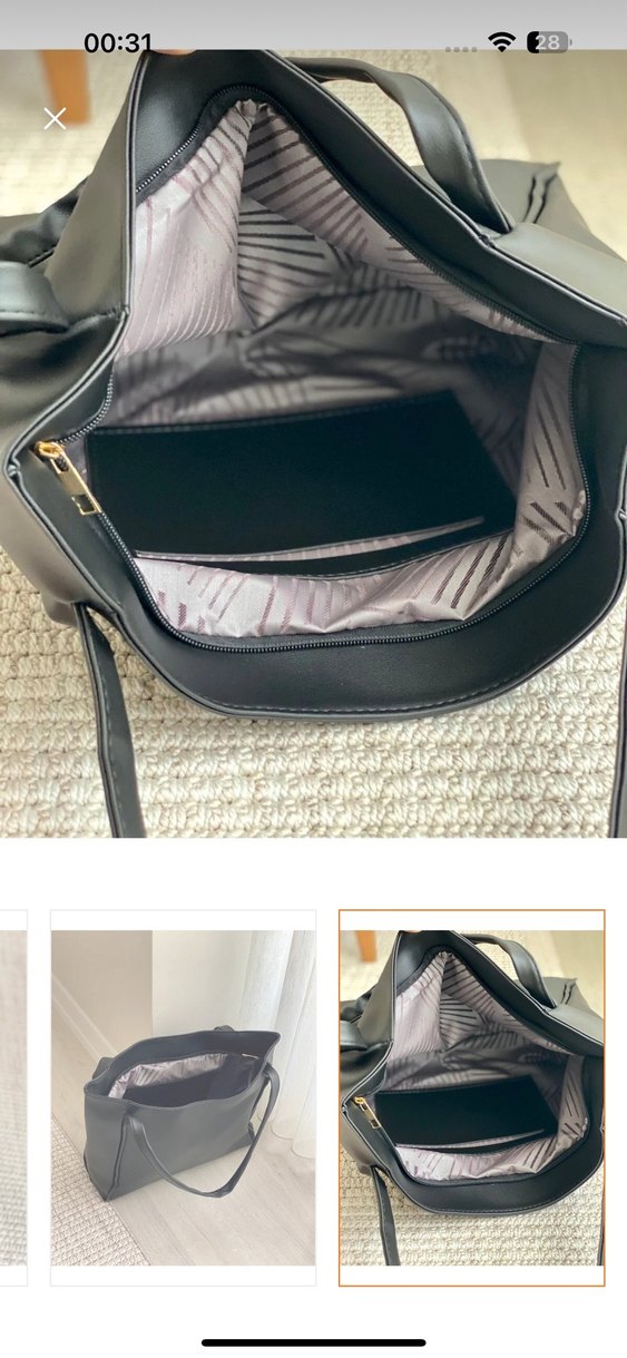 Büyük boy siyah yumuşak derili kadın çanta - Görsel 3