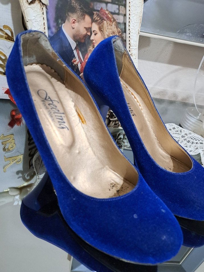 Mavi Parlak platform Topuklu Kadın Ayakkabı - Görsel 3