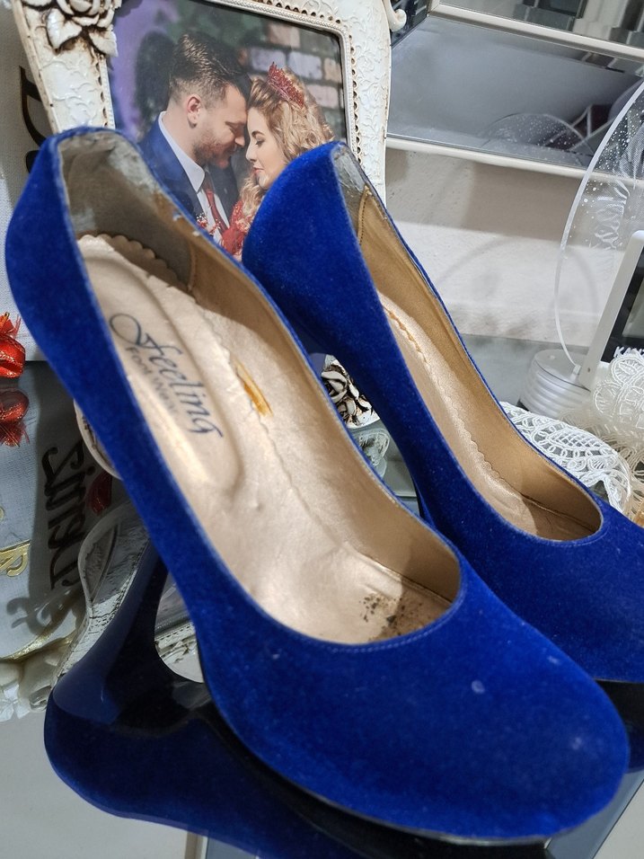 Mavi Parlak platform Topuklu Kadın Ayakkabı - Görsel 2