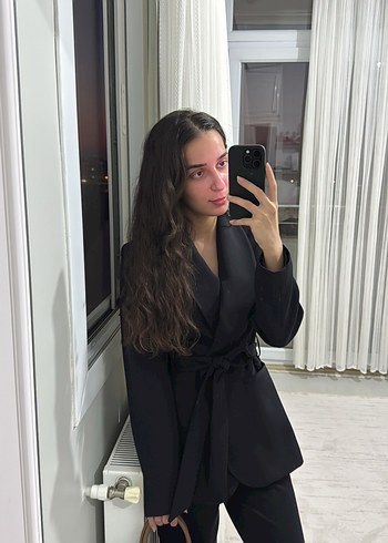 Koton Kadın Siyah Midi Blazer Ceket