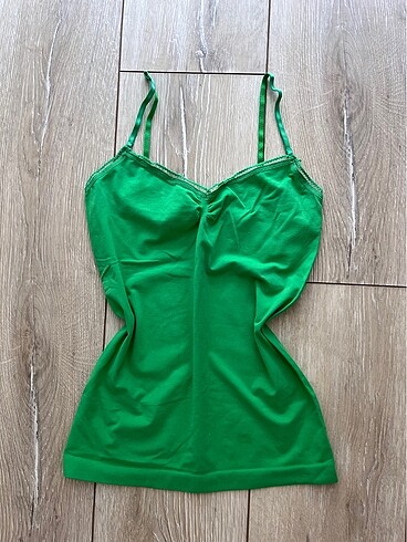 Askılı body yeşil koton